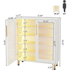 Buffet avec Rangement, Buffet d'Appoint Moderne avec Portes en Acrylique et Lumière LED - N/A