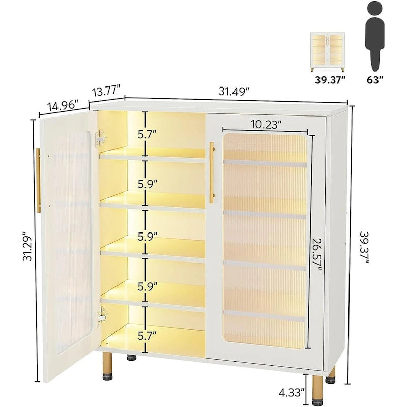 Buffet avec Rangement, Buffet d'Appoint Moderne avec Portes en Acrylique et Lumière LED - N/A