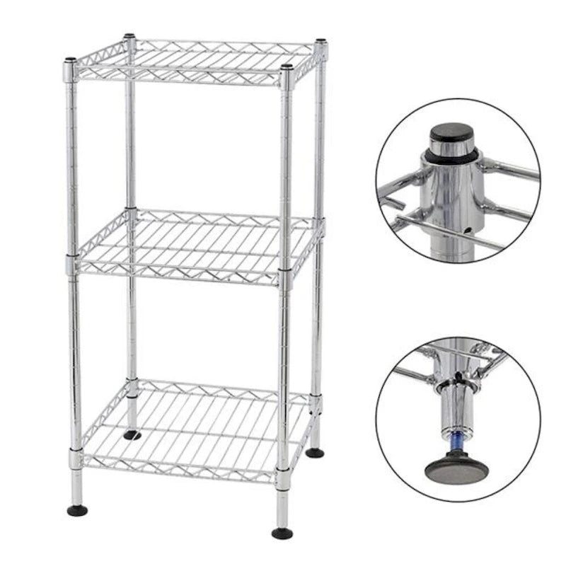 Étagère de rangement de cuisine à 3 niveaux en fil d'acier, argent – 30 x 30 x 60 cm