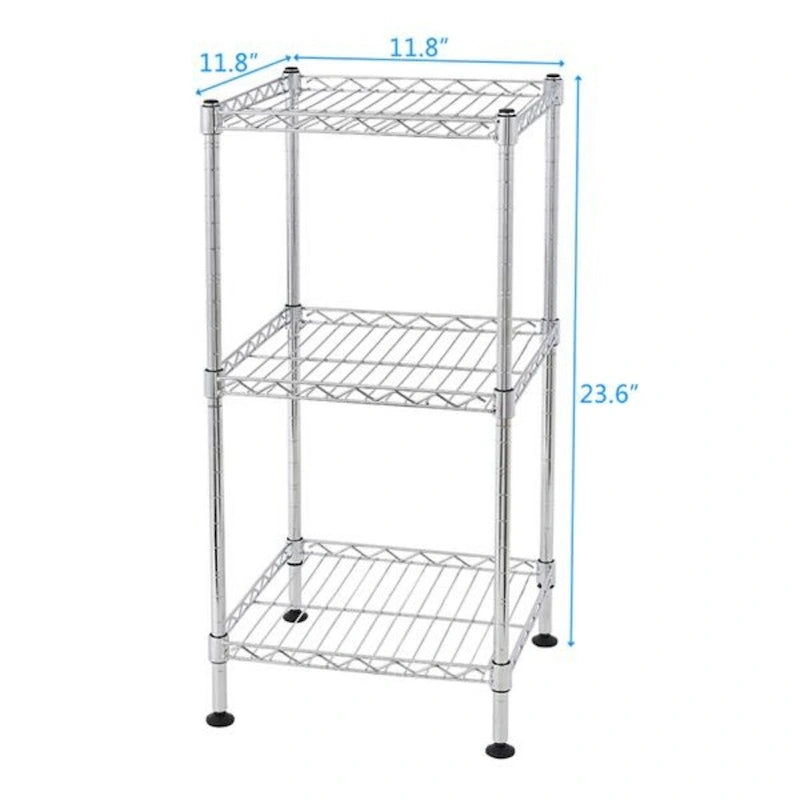 Étagère de rangement de cuisine à 3 niveaux en fil d'acier, argent – 30 x 30 x 60 cm