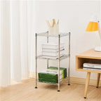 Étagère de rangement de cuisine à 3 niveaux en fil d'acier, argent – 30 x 30 x 60 cm