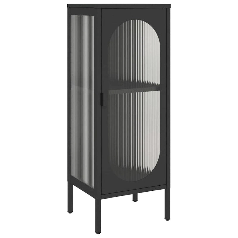 vidaXL Commode noire 40 x 35 x 105 cm en verre et acier - 40 x 35 x 105