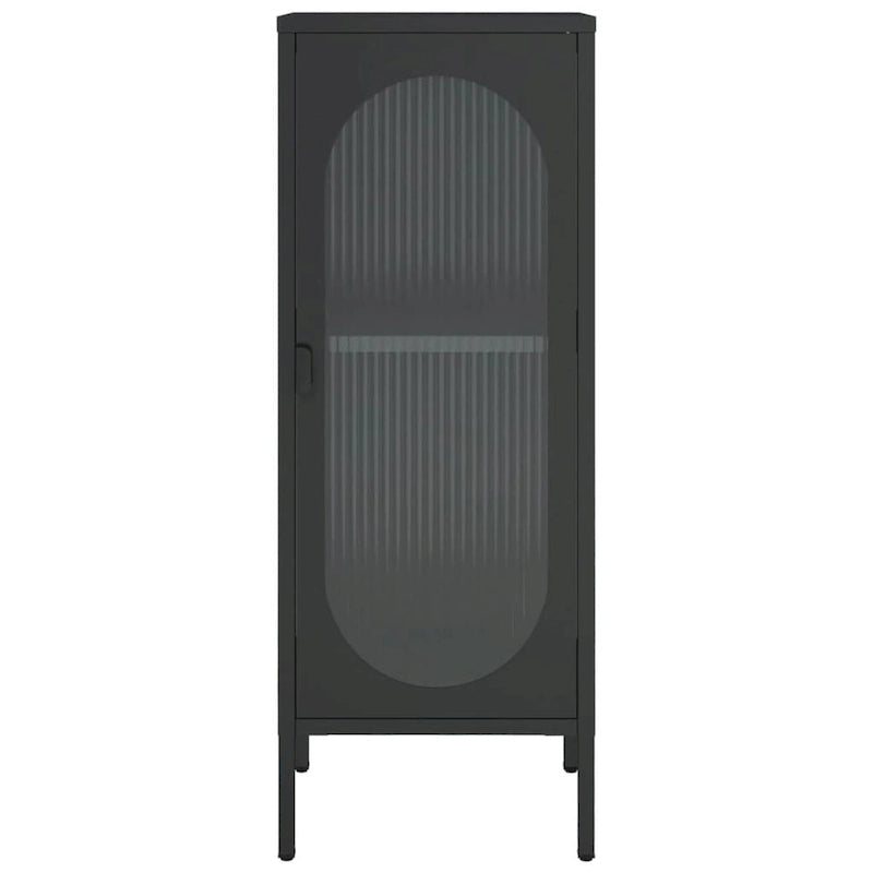 vidaXL Commode noire 40 x 35 x 105 cm en verre et acier - 40 x 35 x 105
