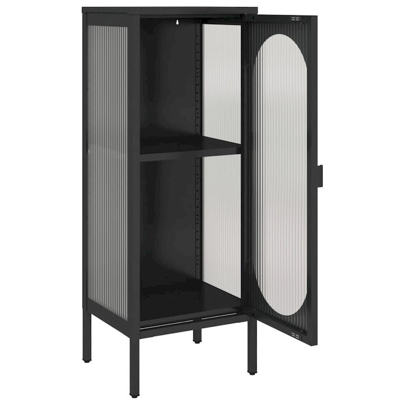 vidaXL Commode noire 40 x 35 x 105 cm en verre et acier - 40 x 35 x 105