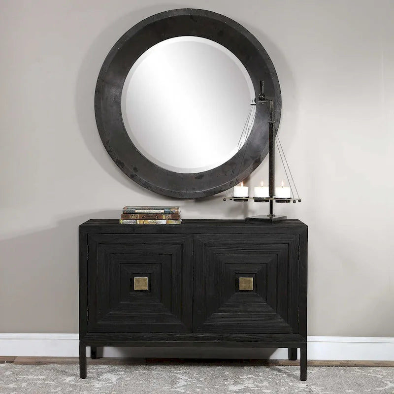 Meuble de rangement contemporain noir et bronze à 2 portes - 43 po