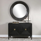 Meuble de rangement contemporain noir et bronze à 2 portes - 43 po