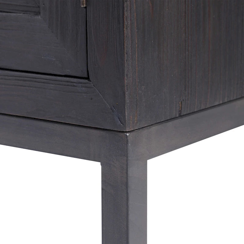 Meuble de rangement contemporain noir et bronze à 2 portes - 43 po