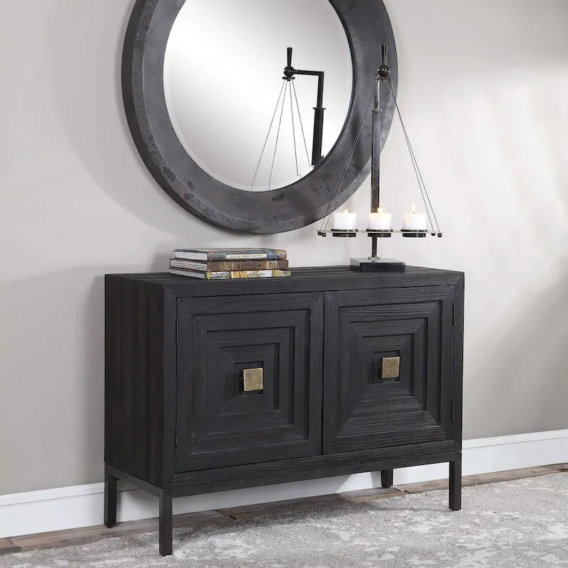 Meuble de rangement contemporain noir et bronze à 2 portes - 43 po