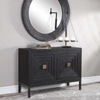 Meuble de rangement contemporain noir et bronze à 2 portes - 43 po