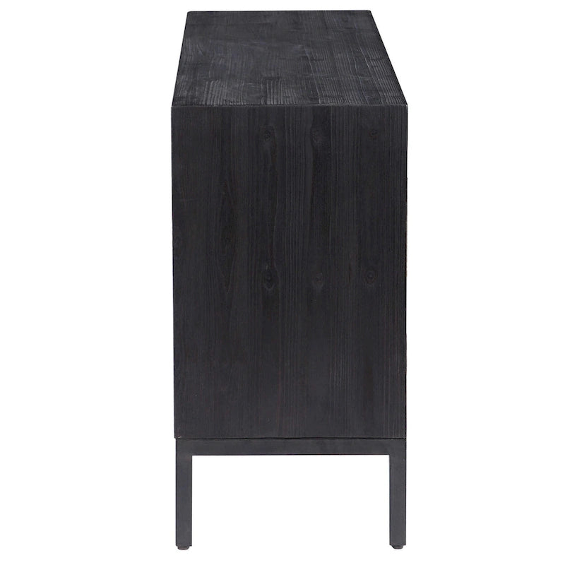 Meuble de rangement contemporain noir et bronze à 2 portes - 43 po