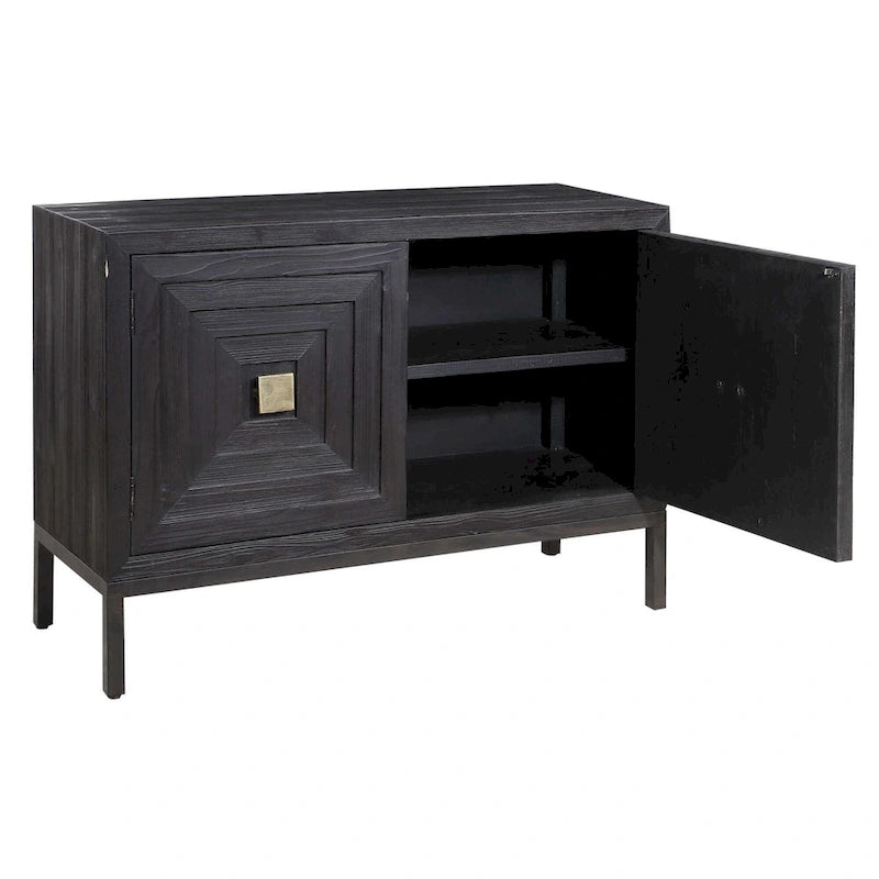 Meuble de rangement contemporain noir et bronze à 2 portes - 43 po