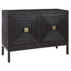 Meuble de rangement contemporain noir et bronze à 2 portes - 43 po