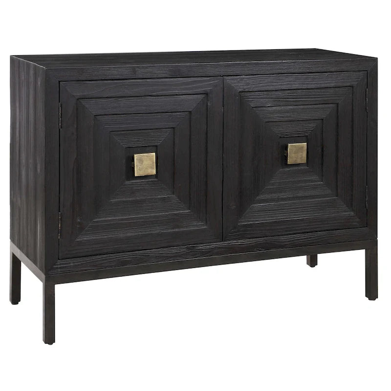 Meuble de rangement contemporain noir et bronze à 2 portes - 43 po