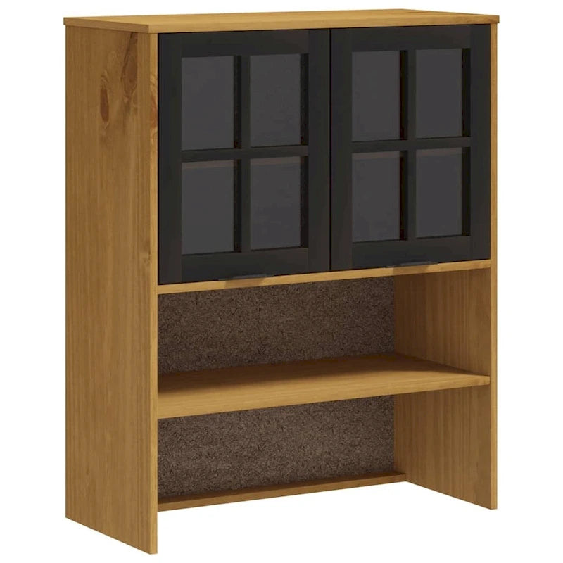 vidaXL Dessus de buffet avec portes en verre FLAM Bois de pin massif - 80 x 37 x 100 cm
