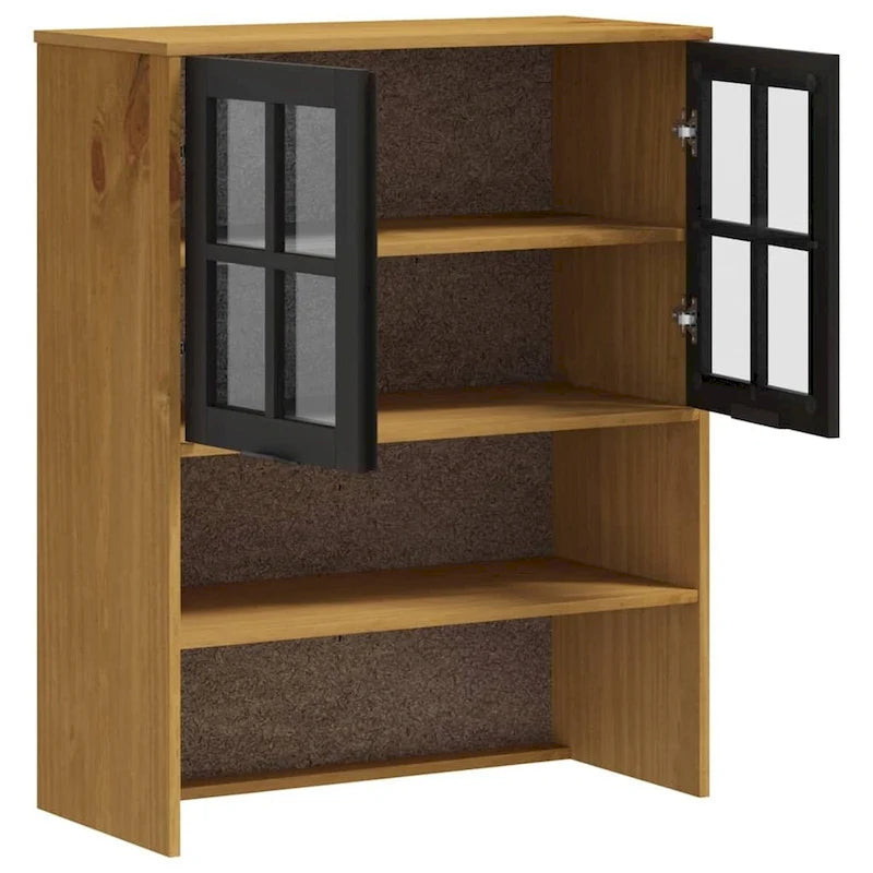 vidaXL Dessus de buffet avec portes en verre FLAM Bois de pin massif - 80 x 37 x 100 cm
