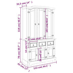 vidaXL Highboard, 112x43x196 cm, dessus blanc et finition naturelle - 112 x 43 x 196