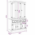 vidaXL Highboard, 112x43x196 cm, dessus blanc et finition naturelle - 112 x 43 x 196