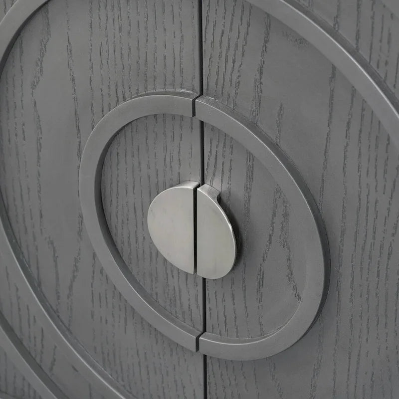 Porte de buffet rétro avec rainure circulaire Poignée de porte ronde en métal - S.O.