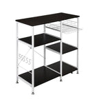 Étagère de cuisine style boulanger Meuble de rangement Support de micro-ondes 3 niveaux pour organisateur d'épices, plan de travail, marron foncé