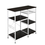 Étagère de cuisine style boulanger Meuble de rangement Support de micro-ondes 3 niveaux pour organisateur d'épices, plan de travail, marron foncé