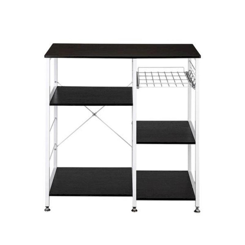 Étagère de cuisine style boulanger Meuble de rangement Support de micro-ondes 3 niveaux pour organisateur d'épices, plan de travail, marron foncé