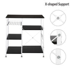 Étagère de cuisine style boulanger Meuble de rangement Support de micro-ondes 3 niveaux pour organisateur d'épices, plan de travail, marron foncé