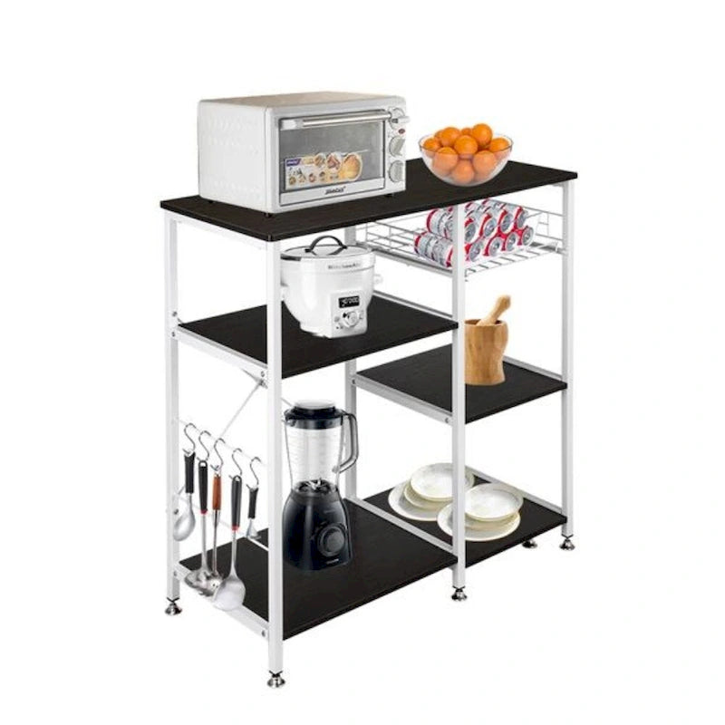 Étagère de cuisine style boulanger Meuble de rangement Support de micro-ondes 3 niveaux pour organisateur d'épices, plan de travail, marron foncé