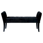 Banc rembourré en tissu capitonné avec accoudoirs évasés et coussinés, Noir - 19 H x 53 L x 18 P pouces