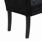 Banc rembourré en tissu capitonné avec accoudoirs évasés et coussinés, Noir - 19 H x 53 L x 18 P pouces