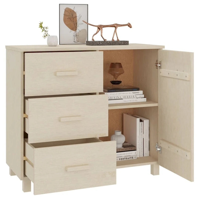 vidaXL Buffet de cuisine avec rangement en pin massif HAMAR - 90x40x80 cm