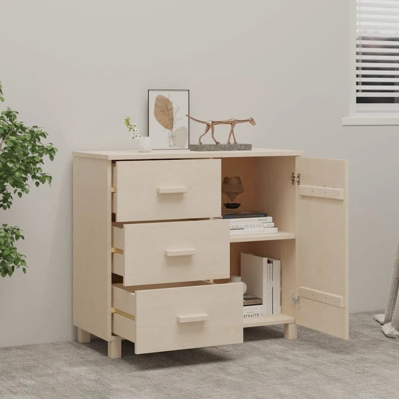 vidaXL Buffet de cuisine avec rangement en pin massif HAMAR - 90x40x80 cm