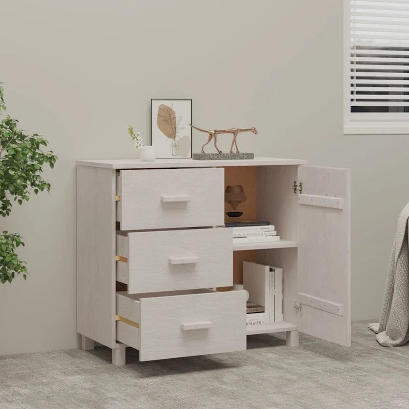 vidaXL Buffet de cuisine avec rangement en pin massif HAMAR - 90x40x80 cm