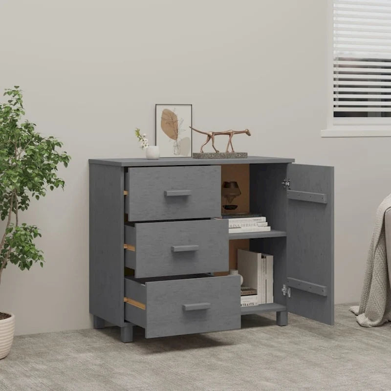vidaXL Buffet de cuisine avec rangement en pin massif HAMAR - 90x40x80 cm
