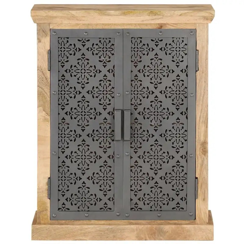 vidaXL Buffet avec portes en acier 60x35x75 cm Bois de manguier massif