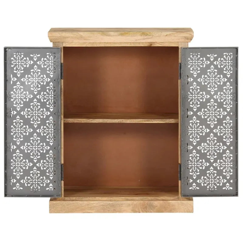 vidaXL Buffet avec portes en acier 60x35x75 cm Bois de manguier massif