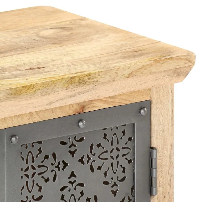 vidaXL Buffet avec portes en acier 60x35x75 cm Bois de manguier massif
