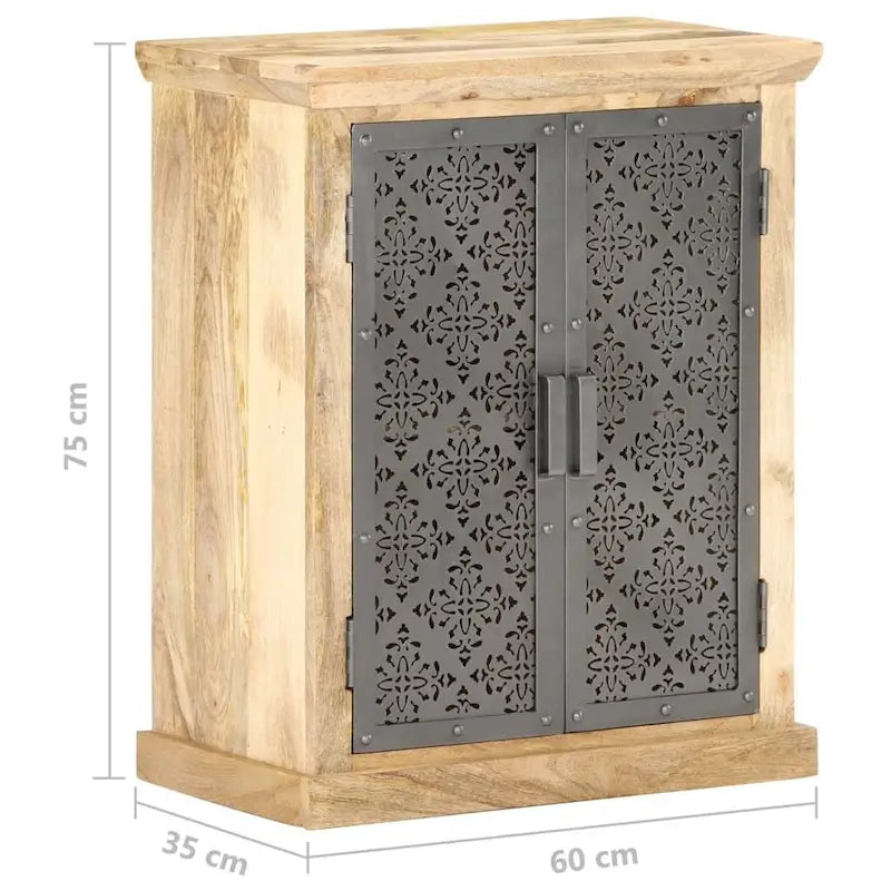 vidaXL Buffet avec portes en acier 60x35x75 cm Bois de manguier massif