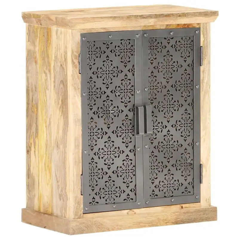 vidaXL Buffet avec portes en acier 60x35x75 cm Bois de manguier massif