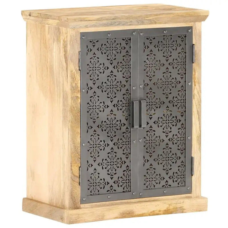 vidaXL Buffet avec portes en acier 60x35x75 cm Bois de manguier massif