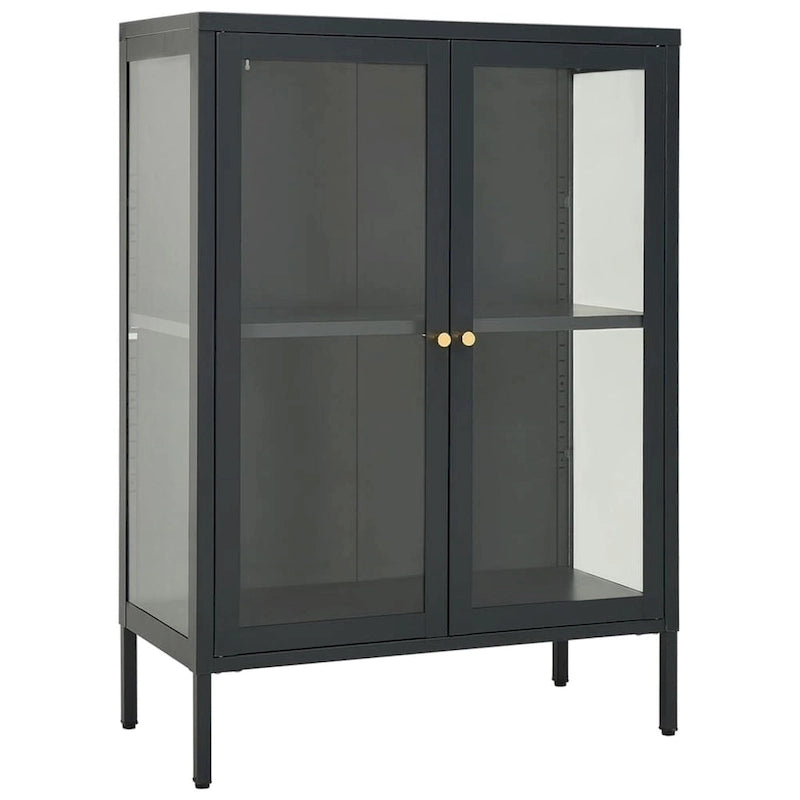 vidaXL Buffet anthracite 75x35x105 cm Acier et verre