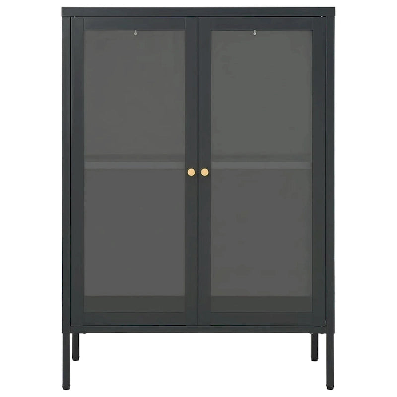 vidaXL Buffet anthracite 75x35x105 cm Acier et verre