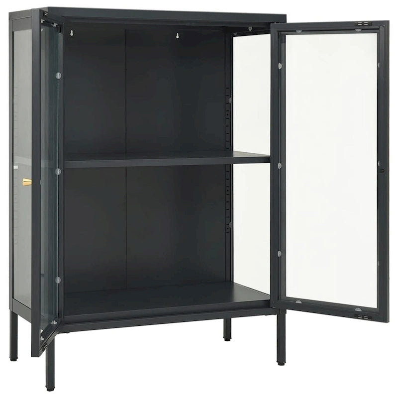 vidaXL Buffet anthracite 75x35x105 cm Acier et verre