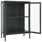 vidaXL Buffet anthracite 75x35x105 cm Acier et verre