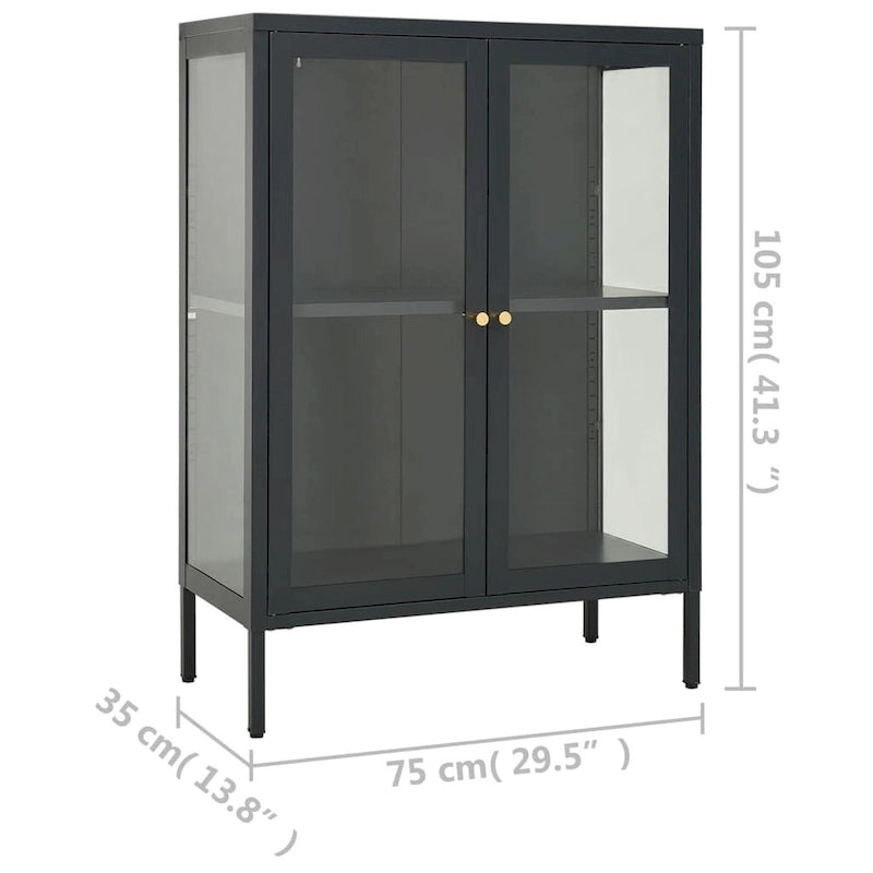 vidaXL Buffet anthracite 75x35x105 cm Acier et verre