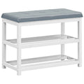 2-Tier Wooden Shoe Rack Bench with Padded Seat - 31x 16x 24(L x W x H)