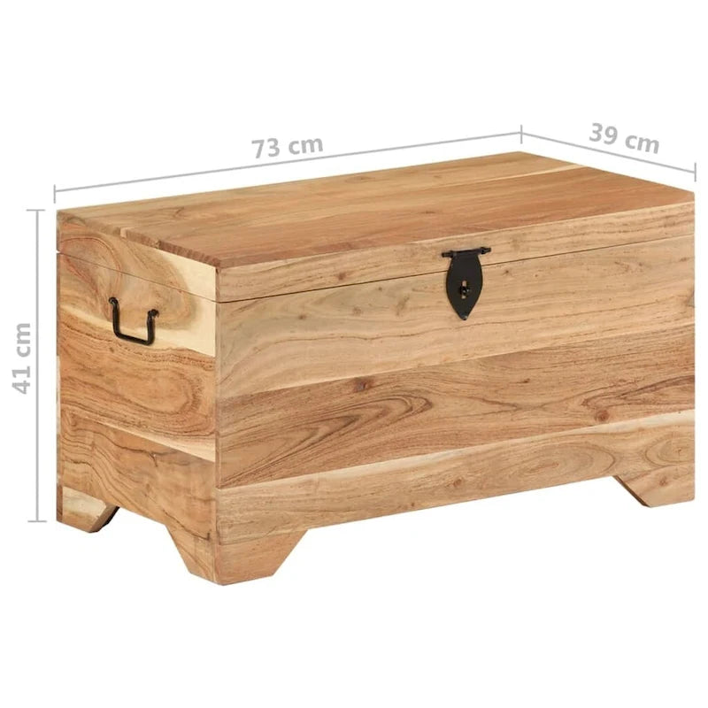 vidaXL Coffre de Rangement en Bois d'Acacia Massif - 73 x 39 x 41 cm