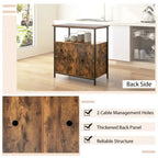 Meuble buffet 2 portes avec étagères et trous de gestion des câbles - Marron rustique - 80 x 40,5 x 80 cm (L x l x H)
