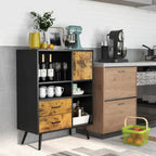 Buffet industriel, bahut de cuisine avec casiers et tiroirs - Marron rustique - 80 x 40,5 x 106,5 cm (L x l x H)