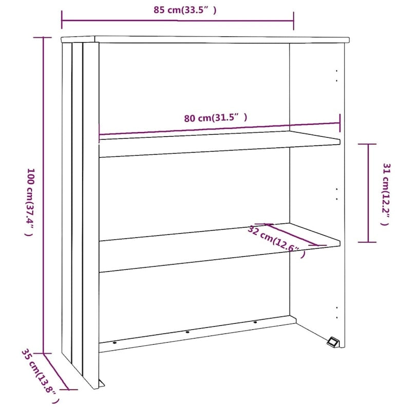vidaXL Dessus d'armoire pour buffet haut avec étagères HAMAR Pin massif – 33,5x13,8x39,4