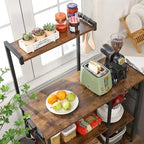 Étagère de cuisine pour four à micro-ondes avec panier en fil et 6 crochets en S - 35,4L x 15,7W x 52H